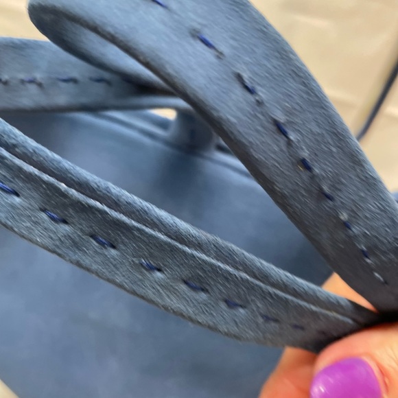 SALE!! Fabulous Lapis blue sturdy suede tote from Marrakech - Picture 5 of 10